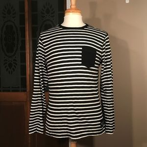 Express Fitted Striped Long-Sleeve Pocket Tee
